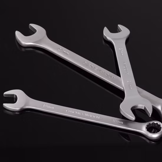 Middly Wrench Set, Double Open-End Wrench, Open Spanner, Cr-V, Mirror/Matt/Black Finish