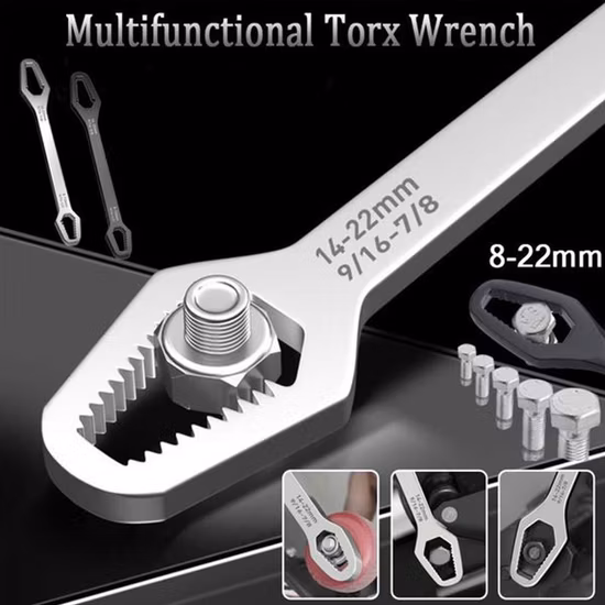 8-22mm Universal Torx Wrench Self-Tightening Adjustable Glasses Wrench Board Double-Head Torx Spanner Hand Tools for Factory